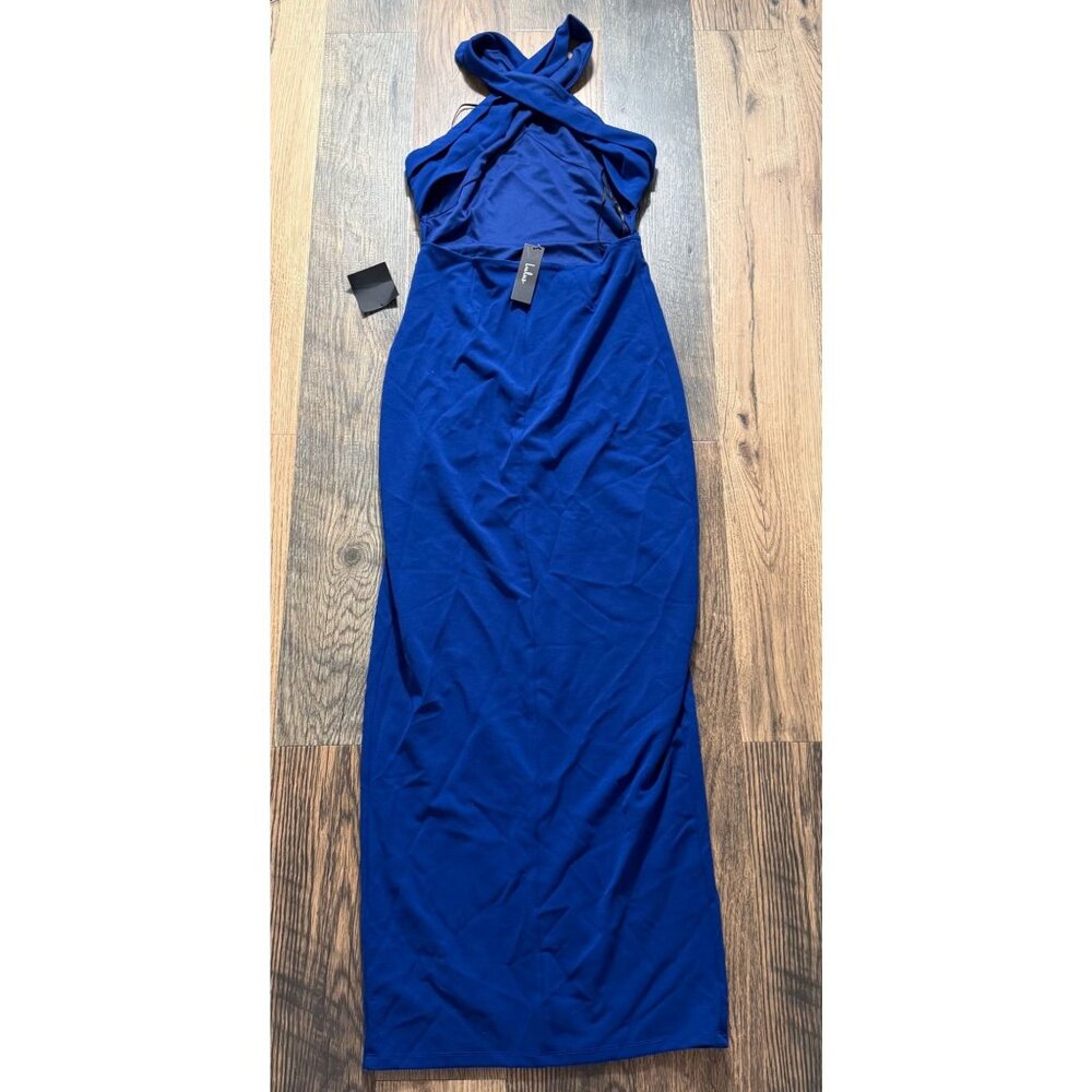 Lulus Head to Cocktail Hour Royal Blue Halter Neck Maxi Dress Size Large NWT! - Picture 7 of 7